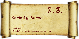 Korbuly Barna névjegykártya